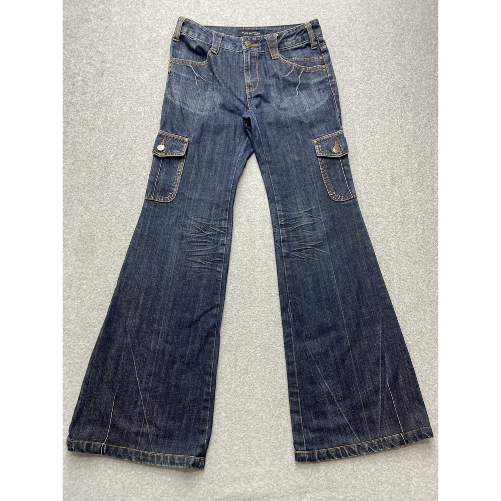Club Monaco Womens Jeans 29x 31 Blue Bootcut Flare Leg Dark Wash‎ Cargo Utility